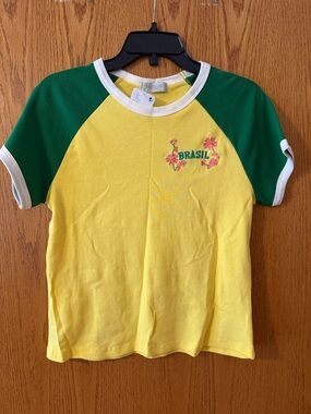 Free People/ Ragabond studio Brasil Floral Raglan Tee - Yellow & Green
